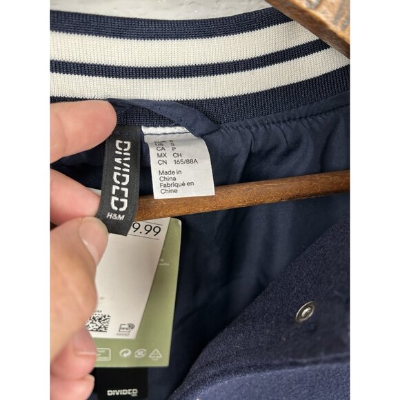 H&M Varsity Jacket Navy Small NWT Divided! - Picture 5 of 16